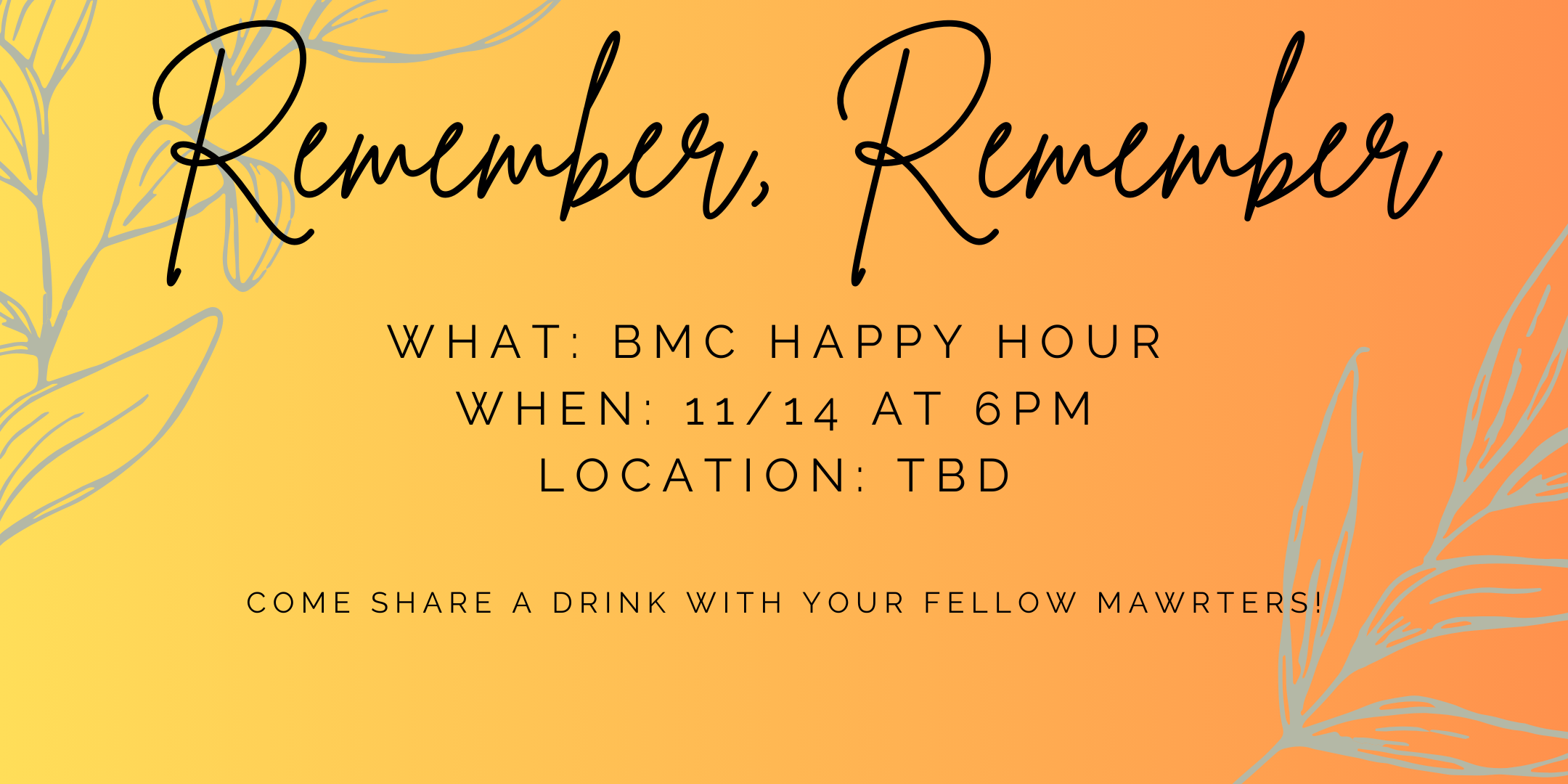banner for happy hour 11/14/2023